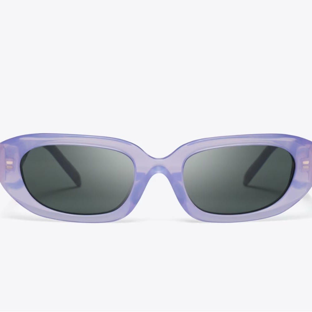Tory Burch T Monogram Rectangle Sunglasses, milky purple/grey.